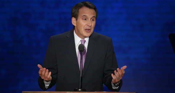 Tim Pawlenty, who will lead the Financial Services Roundtable, giving a speech during the Republicans' convention last month.