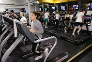 Exercising at a New York Sports Club.