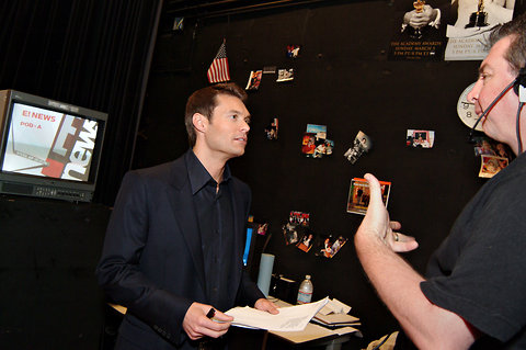 Ryan Seacrest, the newsman, in 2006 on the set of the E News broadcast.