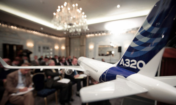 A model of an Airbus A320 aircraft was on display during a company news conference in London in September.