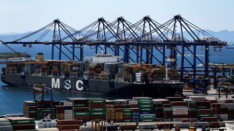 The MSC Irene container ship is moored at the Piraeus Container Terminal, near Athens © Alkis Konstantinidis
