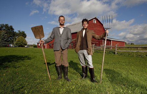 Josh Kilmer-Purcell, left, and his partner, Brent Ridge, created a reality show about their lives as farmers in upstate New York. On Sunday, they were revealed to be the winners of a million dollars on a different reality show, 
