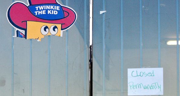 The doors shut on a Hostess Bakery outlet store in Victorville, Calif., last week.