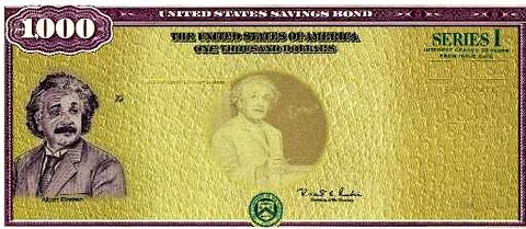 An inflation savings bond featuring Albert Einstein