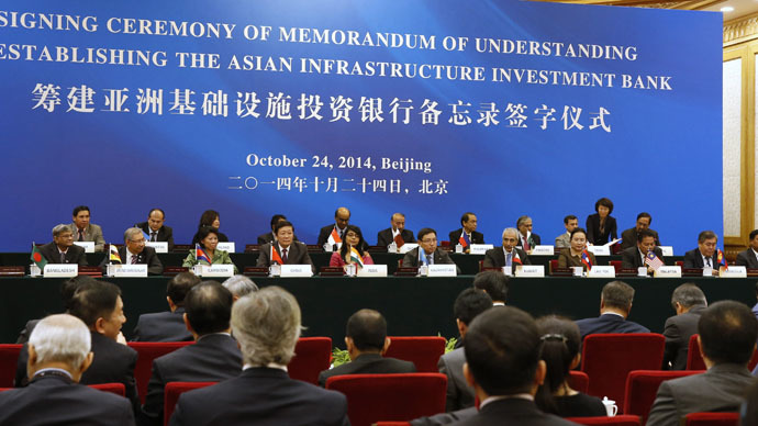 A general view of the signing ceremony of the Asian Infrastructure Investment Bank at the Great Hall of the People in Beijing October 24, 2014. (Reuters/Takaki Yajima)