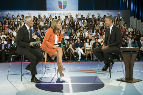 Univision’s Jorge Ramos and María Elena Salinas interviewed President Obama in Coral Gables, Fla., during the campaign.