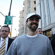 Sergey Aleynikov leaving court after winning his appeal in February.