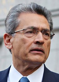 Former Goldman Sachs board member Rajat Gupta leaves Manhattan Federal Court in early June.