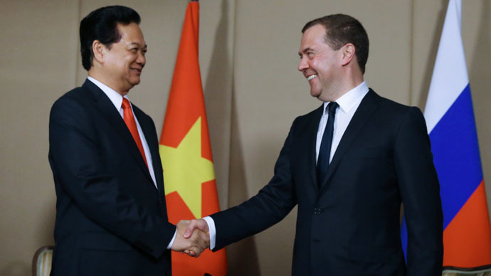 May 29, 2015. Prime Minister Dmitry Medvedev (right) during a meeting with Prime Minister of Vietnam Nguyen Tan Dung on the sidelines of the Eurasian Intergovernmental Council summit in Burabay, Kazakhstan. (RIA Novosti/Ekaterina Shtukina)
