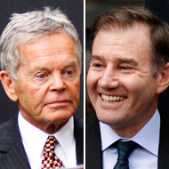 Simon Murray, Glencore's chairman, left, and Ivan Glasenberg, its chief executive, adjourned a shareholder meeting Friday after Glencore raised its bid for the mining company Xstrata to 3.05 of its shares for every share of Xstrata. The bid had been for 2.8 shares.
