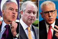 From left, Henry Kravis of Kohlberg Kravis Roberts, Stephen Schwarzman of the Blackstone Group and David Rubenstein of the Carlyle Group.