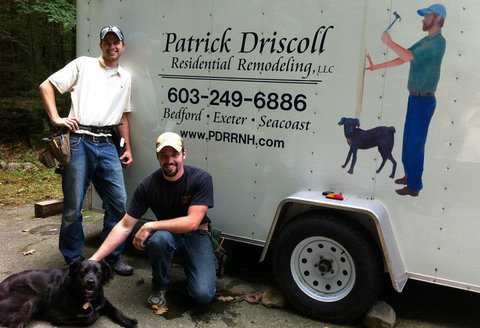 Patrick Driscoll (left) with Parker Cook, a carpenter, and Murphy.