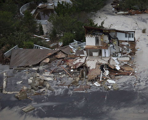 Homes on the New Jersey coast damaged by Hurricane Sandy.
