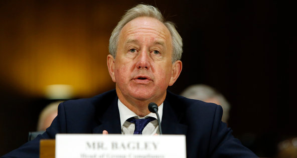 David Bagley told senators that he would step down as head of compliance for HSBC.