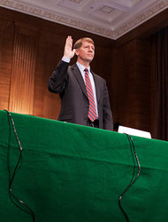 Richard Cordray said that he would make judicious use of lawsuits to enforce financial regulations.