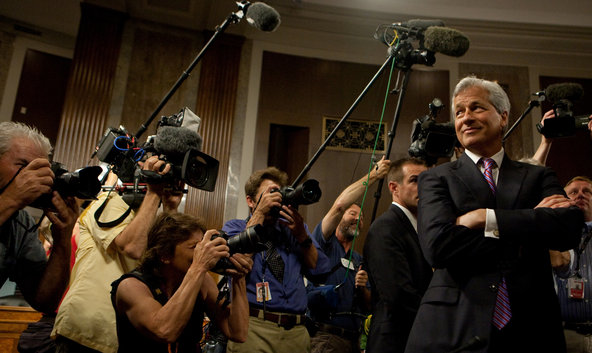 Jamie Dimon, the chief executive of JPMorgan Chase, arrived to testify before a Senate committee.