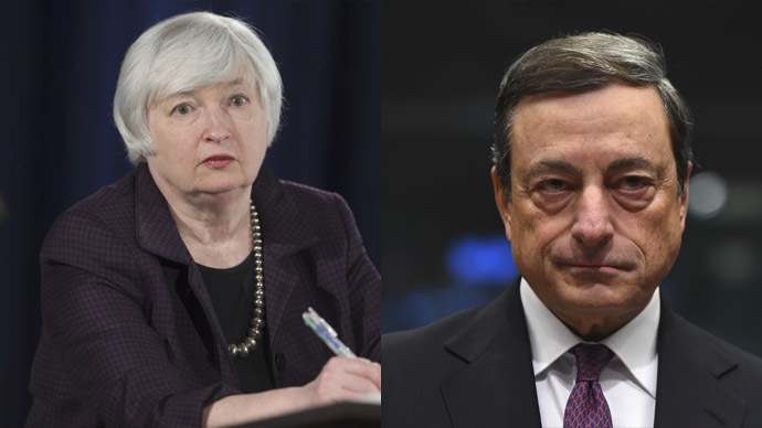 Fed Chair Janet Yellen (AFP Photo/Saul Loeb) and European Central Bank President Mario Draghi (AFP Photo/Emmanuel Dunand)