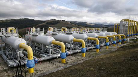 Gas pipes are pictured at a high-mountain gas compressor station near the village of Volovets, western Ukraine © Gleb Garanich 
