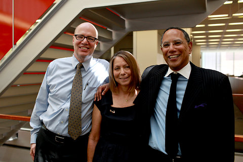John M. Geddes, left, with the executive editor of The New York Times, Jill Abramson, and a fellow managing editor, Dean Baquet.