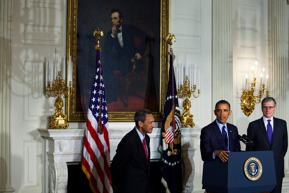 President Obama nominated Representative Melvin Watt, left, on Wednesday to lead the Federal Housing Finance Agency. At right is Tom Wheeler, nominated by the president to head the Federal Communications Commission.