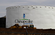 A Chesapeake Energy storage tank, near Dilley, Tex.