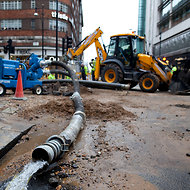 Workers for Thames Water Utilities repaired a leak on London's Oxford Street on Friday.
