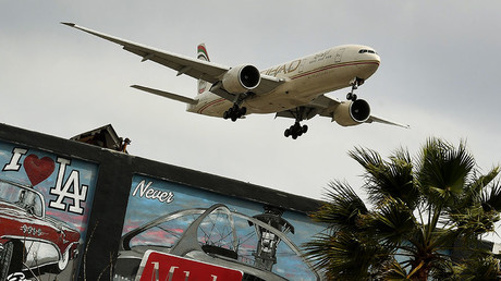 An Etihad Airlines plane at Los Angeles International Airport , California © Mark Ralston