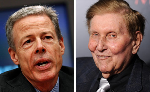 The hacking group Anonymous posted online the personal details of Jeffrey L. Bewkes, left, the chairman of Time Warner, and also leaked information about the family of Sumner M. Redstone, right, who controls Viacom and the CBS Corporation.