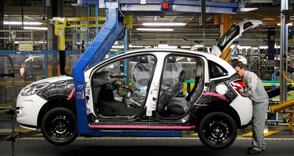 A Citroen C3 is assembled at PSA Peugeot Citroën's plant in Poissy, France.