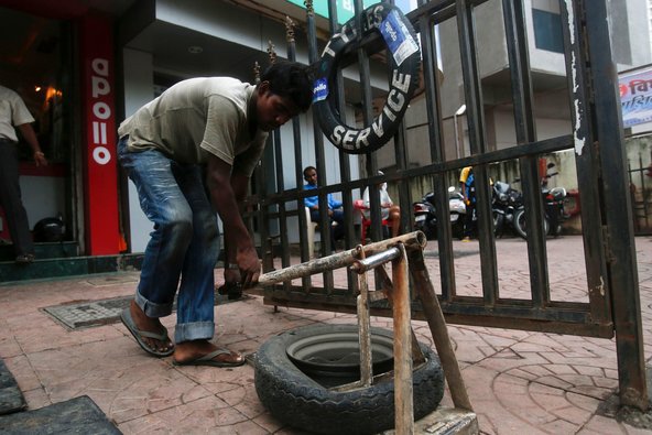 An Apollo Tyres workshop in Mumbai, India.