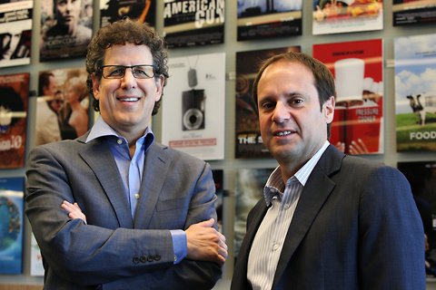 Jeff Skoll, right, the founder and chairman of Participant Media, with the company's chief executive, Jim Berk.