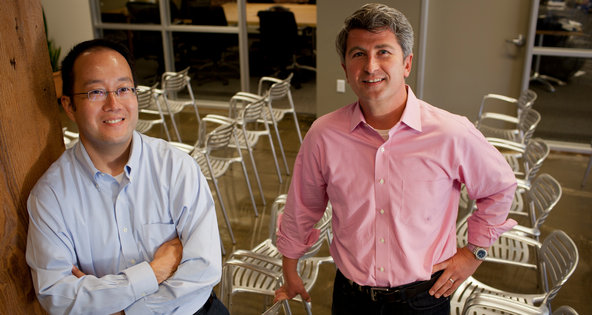 Yoichiro Taku, left, and Todd Carpenter of the Wilson Sonsini law firm, which opened an office for start-ups in San Francisco's SoMa neighborhood.