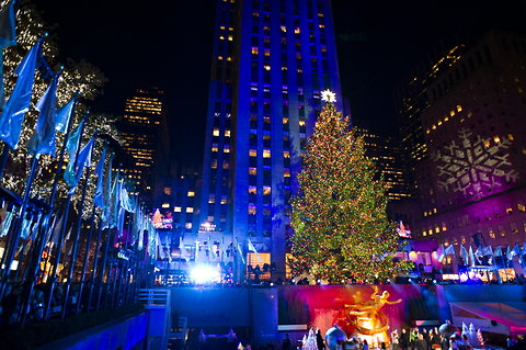 The giant tree at Rockefeller Center in New York.