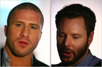 Shawn Fanning, left, and Sean Parker at Tuesday's event.