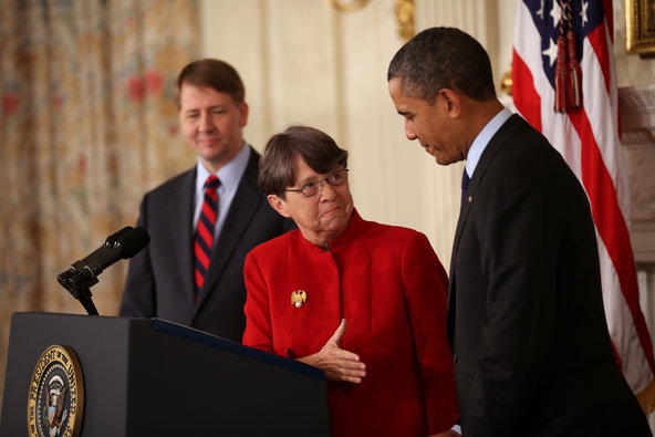 President Obama with Mary Jo White and Richard Cordray.