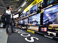 Sharp flat-panel televisions on display in Tokyo in November.