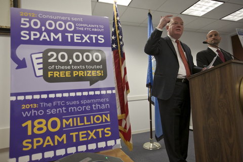 Federal Trade Commission officials at a recent news conference about spam texts.