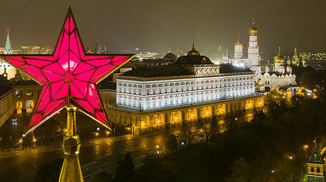 The star atop the Vodovzvodnaya Tower of the Moscow Kremlin. ©Alexey Druzginin / Anton Denisov / Russian Presidential Press Office