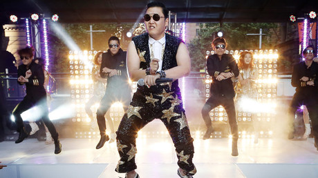 South Korean singer Psy performs his hit 
