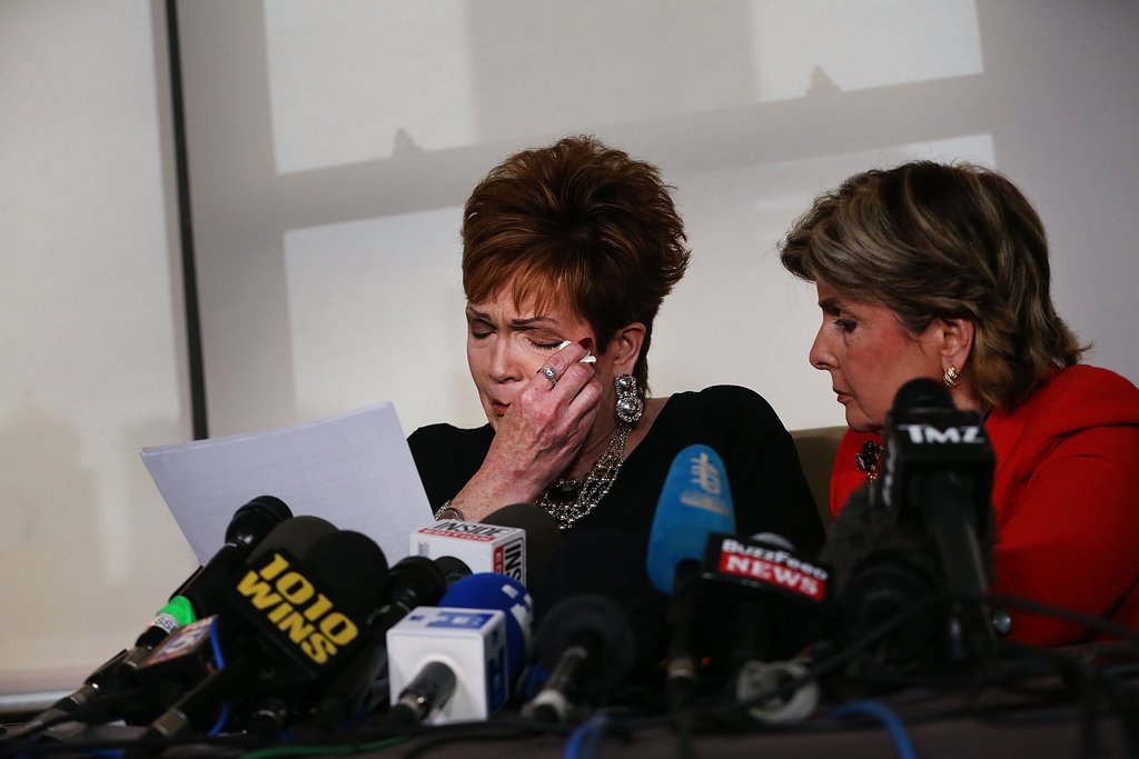 Beverly Young Nelson, left, and her lawyer, Gloria Allred, at a news conference on Monday in New York. Ms. Nelson has accused Roy S. Moore, the Republican Senate candidate in Alabama, of attacking her when she was 16 and he was a prosecutor in Etowah County, Ala.